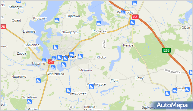 mapa Klicko, Klicko na mapie Targeo