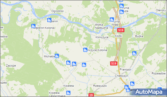 mapa Klimczyce-Kolonia, Klimczyce-Kolonia na mapie Targeo