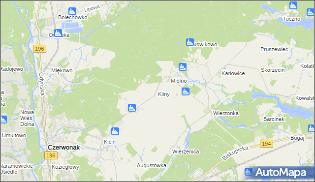 mapa Kliny gmina Czerwonak, Kliny gmina Czerwonak na mapie Targeo