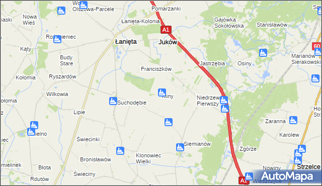 mapa Kliny gmina Łanięta, Kliny gmina Łanięta na mapie Targeo