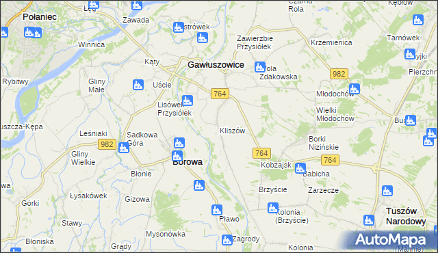 mapa Kliszów gmina Gawłuszowice, Kliszów gmina Gawłuszowice na mapie Targeo