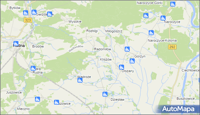 mapa Kliszów gmina Rudna, Kliszów gmina Rudna na mapie Targeo