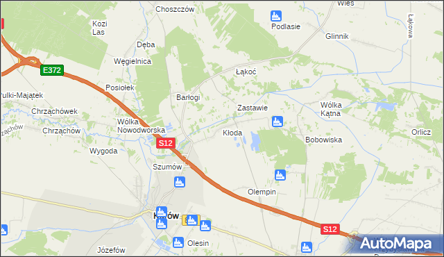 mapa Kłoda gmina Kurów, Kłoda gmina Kurów na mapie Targeo