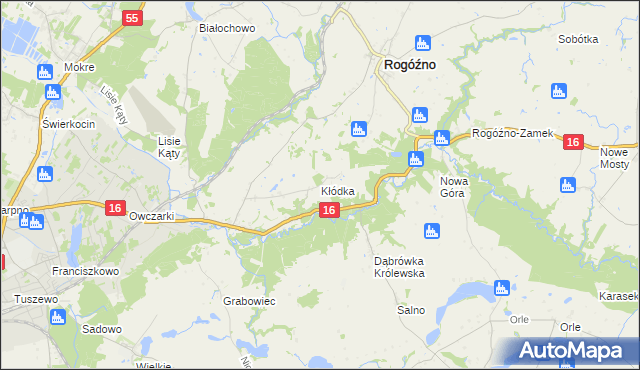 mapa Kłódka gmina Rogóźno, Kłódka gmina Rogóźno na mapie Targeo