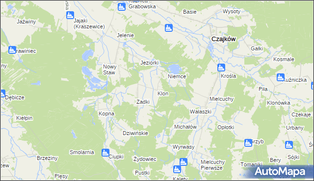mapa Klon gmina Czajków, Klon gmina Czajków na mapie Targeo