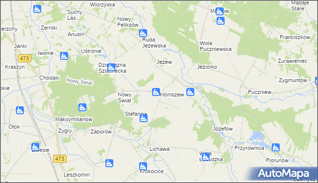 mapa Kłoniszew, Kłoniszew na mapie Targeo