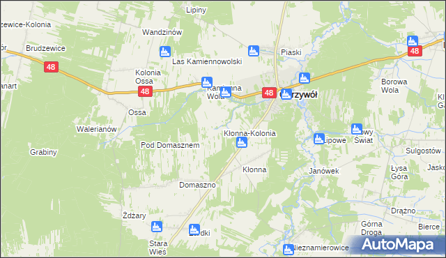 mapa Kłonna-Kolonia, Kłonna-Kolonia na mapie Targeo