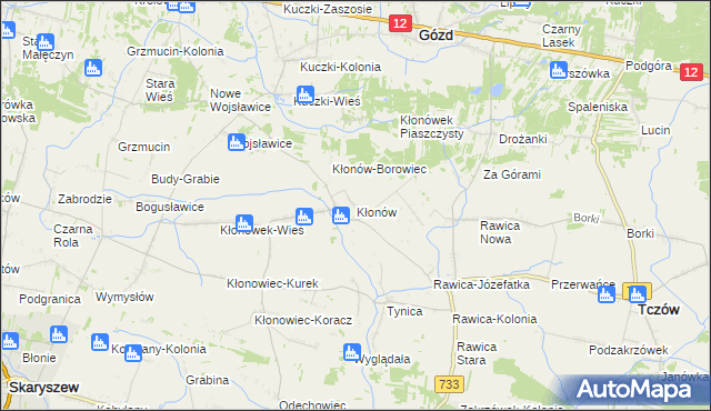 mapa Kłonów, Kłonów na mapie Targeo