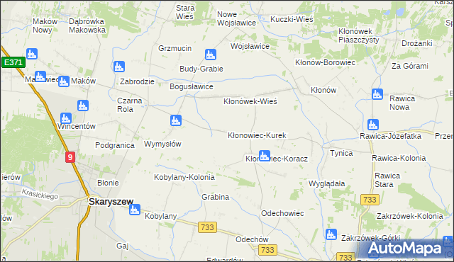 mapa Kłonowiec-Kurek, Kłonowiec-Kurek na mapie Targeo