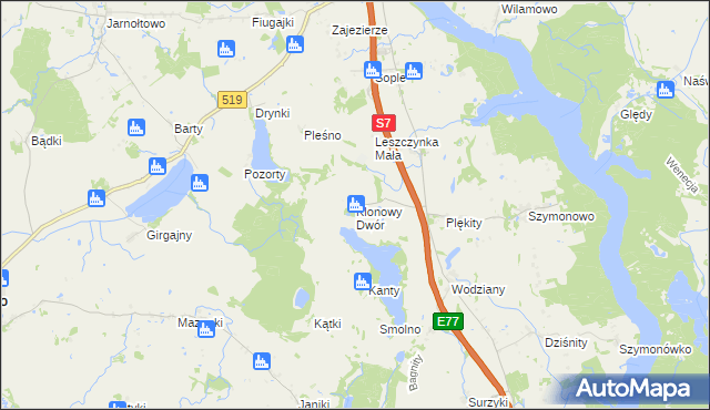 mapa Klonowy Dwór, Klonowy Dwór na mapie Targeo