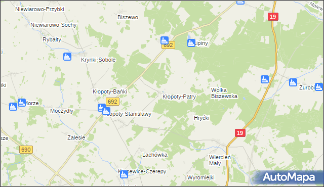 mapa Kłopoty-Patry, Kłopoty-Patry na mapie Targeo