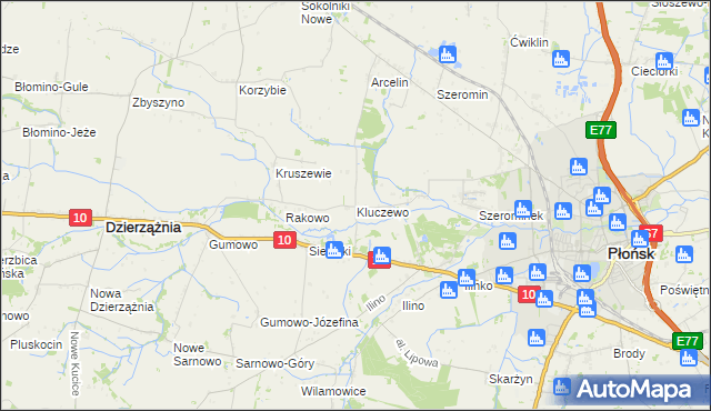 mapa Kluczewo gmina Płońsk, Kluczewo gmina Płońsk na mapie Targeo