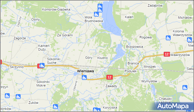 mapa Kłudno gmina Wieniawa, Kłudno gmina Wieniawa na mapie Targeo