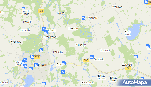 mapa Klugajny, Klugajny na mapie Targeo