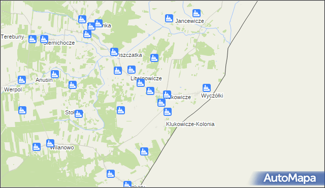 mapa Klukowicze, Klukowicze na mapie Targeo