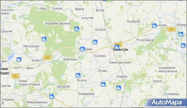 mapa Klukowo gmina Świercze, Klukowo gmina Świercze na mapie Targeo