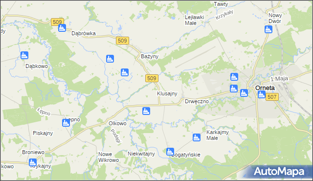 mapa Klusajny, Klusajny na mapie Targeo