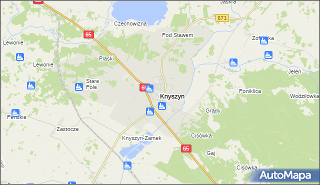 mapa Knyszyn powiat moniecki, Knyszyn powiat moniecki na mapie Targeo