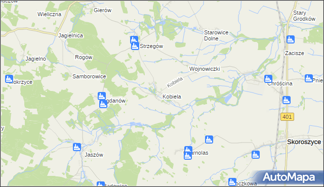 mapa Kobiela gmina Grodków, Kobiela gmina Grodków na mapie Targeo