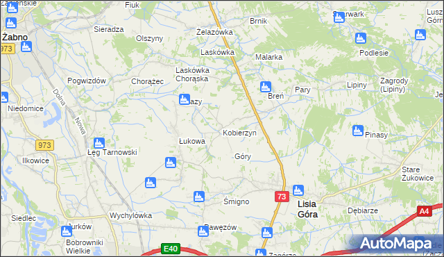 mapa Kobierzyn gmina Lisia Góra, Kobierzyn gmina Lisia Góra na mapie Targeo