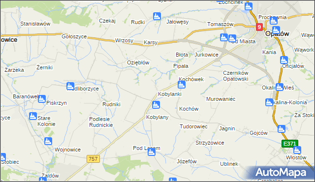 mapa Kobylanki gmina Opatów, Kobylanki gmina Opatów na mapie Targeo
