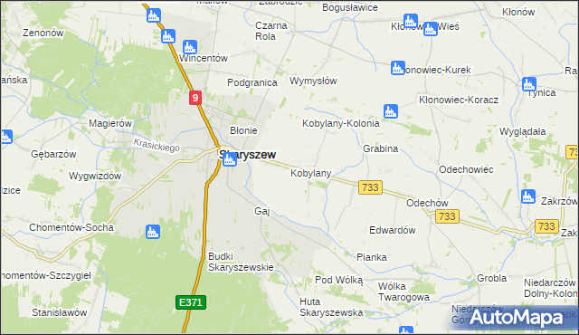 mapa Kobylany gmina Skaryszew, Kobylany gmina Skaryszew na mapie Targeo