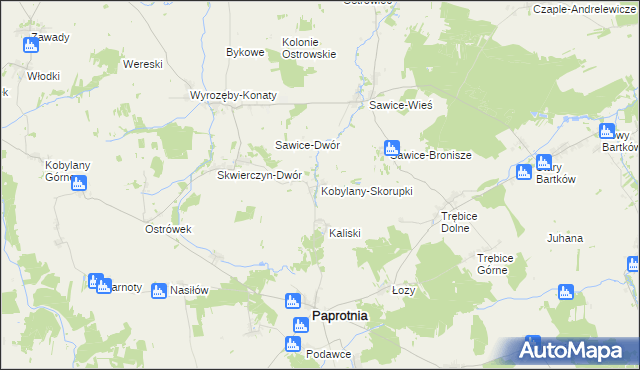 mapa Kobylany-Skorupki, Kobylany-Skorupki na mapie Targeo