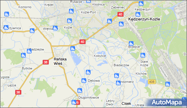 mapa Kobylice gmina Cisek, Kobylice gmina Cisek na mapie Targeo
