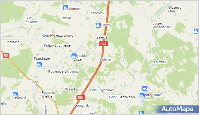 mapa Kobylin gmina Piątnica, Kobylin gmina Piątnica na mapie Targeo