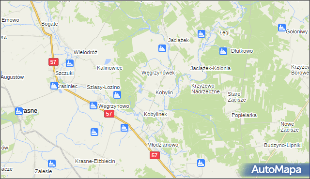 mapa Kobylin gmina Płoniawy-Bramura, Kobylin gmina Płoniawy-Bramura na mapie Targeo