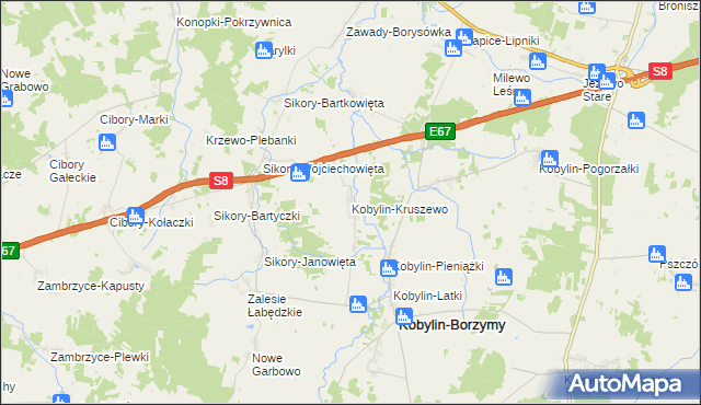 mapa Kobylin-Kruszewo, Kobylin-Kruszewo na mapie Targeo