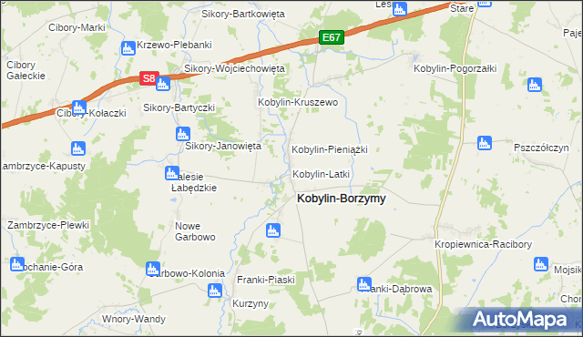 mapa Kobylin-Latki, Kobylin-Latki na mapie Targeo