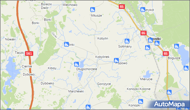 mapa Kobylinek gmina Prostki, Kobylinek gmina Prostki na mapie Targeo