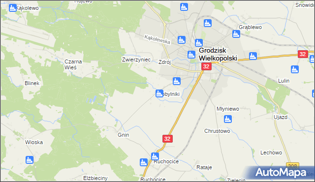 mapa Kobylniki gmina Grodzisk Wielkopolski, Kobylniki gmina Grodzisk Wielkopolski na mapie Targeo