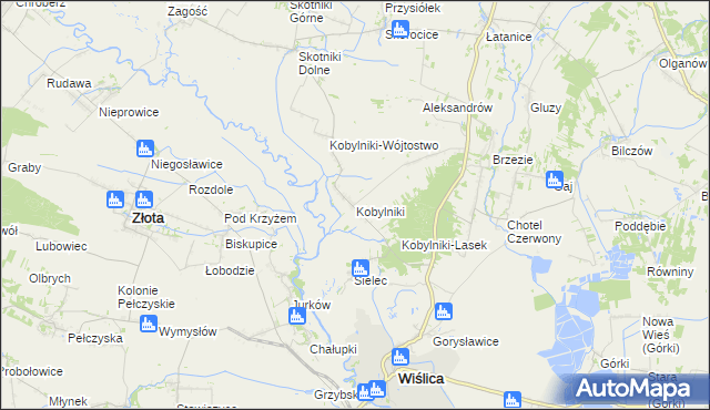 mapa Kobylniki gmina Wiślica, Kobylniki gmina Wiślica na mapie Targeo