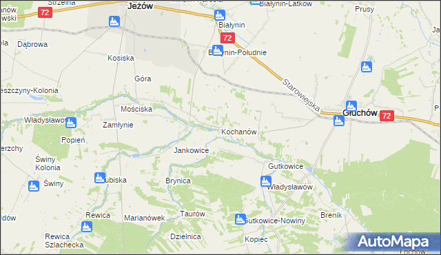 mapa Kochanów gmina Głuchów, Kochanów gmina Głuchów na mapie Targeo