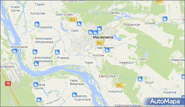 mapa Kochów gmina Maciejowice, Kochów gmina Maciejowice na mapie Targeo