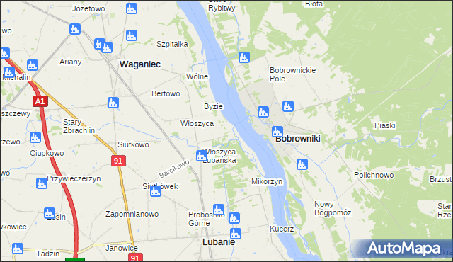 mapa Kocia Górka gmina Lubanie, Kocia Górka gmina Lubanie na mapie Targeo