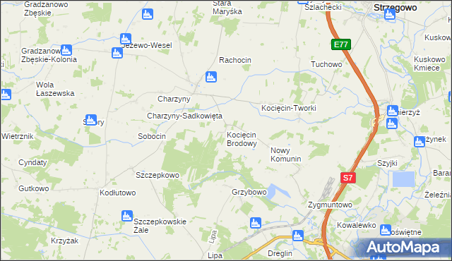 mapa Kocięcin Brodowy, Kocięcin Brodowy na mapie Targeo