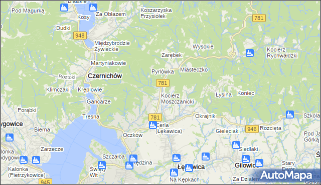 mapa Kocierz Moszczanicki, Kocierz Moszczanicki na mapie Targeo