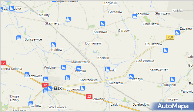 mapa Kociołki gmina Błaszki, Kociołki gmina Błaszki na mapie Targeo