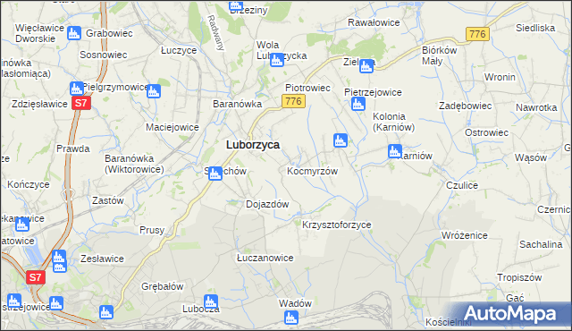 mapa Kocmyrzów, Kocmyrzów na mapie Targeo