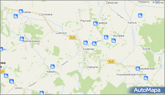 mapa Kodeniec, Kodeniec na mapie Targeo