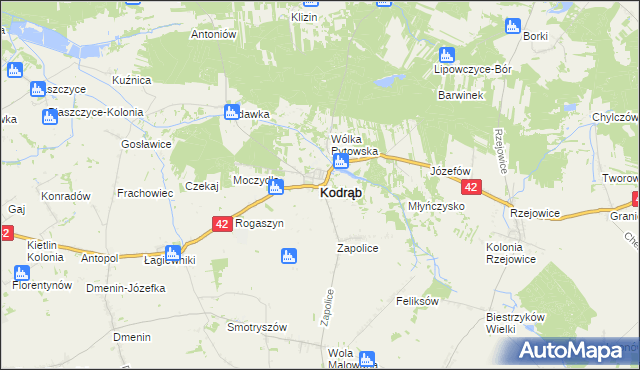 mapa Kodrąb powiat radomszczański, Kodrąb powiat radomszczański na mapie Targeo