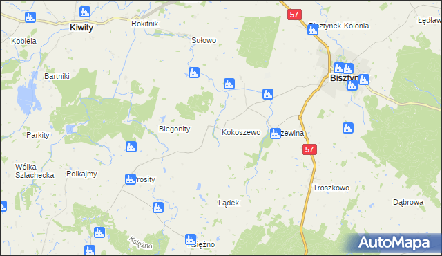 mapa Kokoszewo, Kokoszewo na mapie Targeo