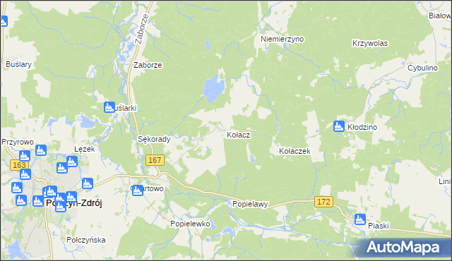 mapa Kołacz gmina Połczyn-Zdrój, Kołacz gmina Połczyn-Zdrój na mapie Targeo