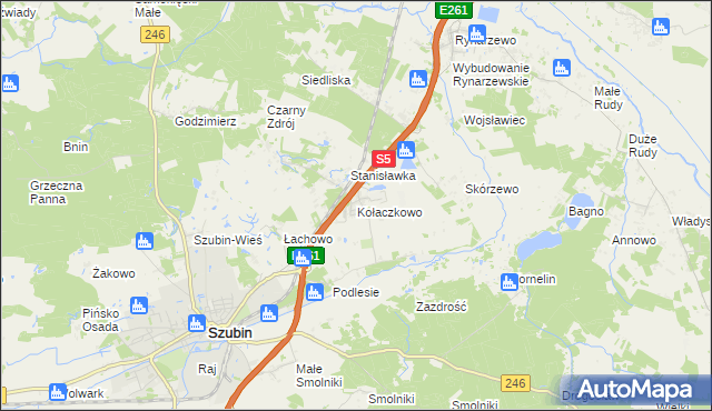 mapa Kołaczkowo gmina Szubin, Kołaczkowo gmina Szubin na mapie Targeo