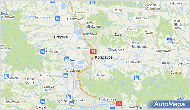 mapa Kołaczyce, Kołaczyce na mapie Targeo