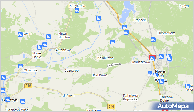 mapa Kolankowo gmina Nowa Wieś Wielka, Kolankowo gmina Nowa Wieś Wielka na mapie Targeo