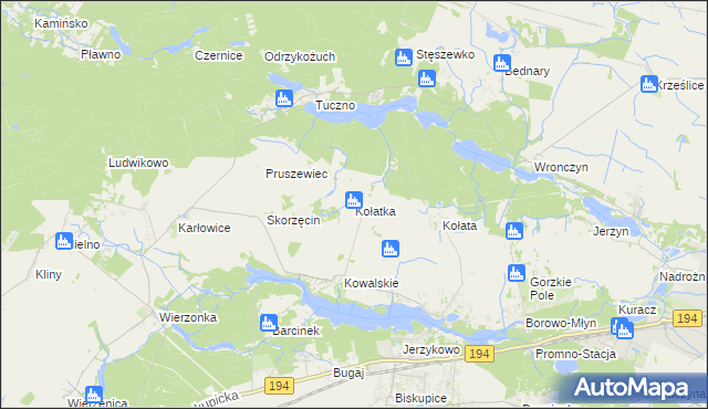 mapa Kołatka gmina Pobiedziska, Kołatka gmina Pobiedziska na mapie Targeo